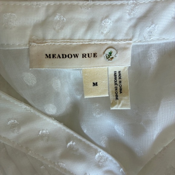 Meadow Rue Victorian Pleated Lace Swiss Dot Peplum Blouse Medium - Picture 4 of 14